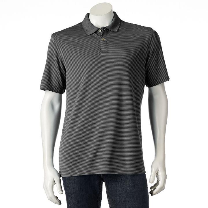 Men's Van Heusen Ottoman Striped Polo, Size: Small, Black