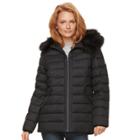 Women's Zeroxposur Faux-fur Trim Puffer Jacket, Size: Medium, Grey (charcoal)