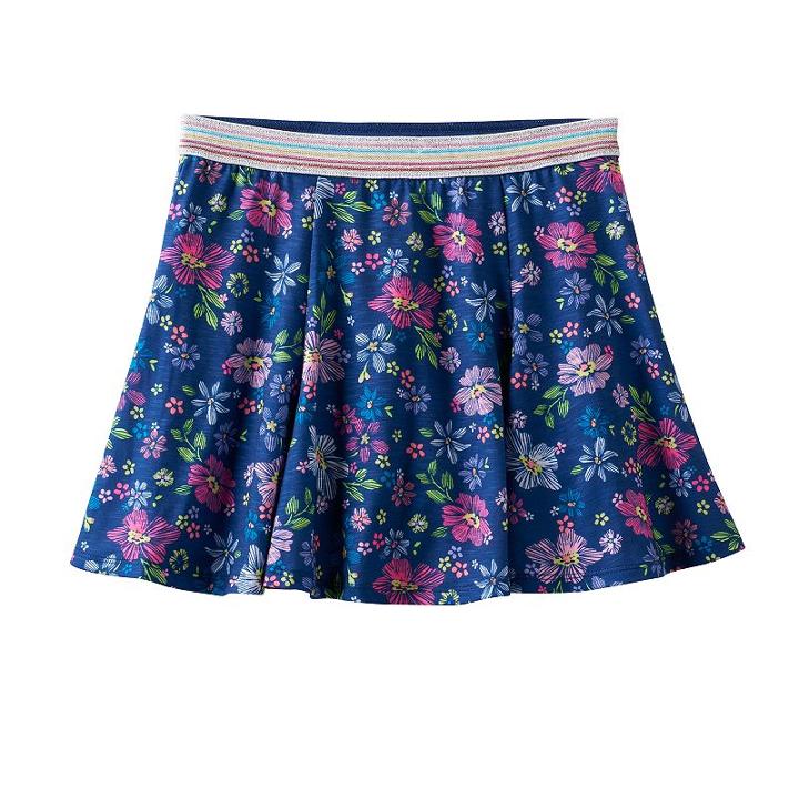 Girls 7-16 & Plus Size So&reg; Shiny Patterned Skater Skort, Girl's, Size: L/12, Dark Blue