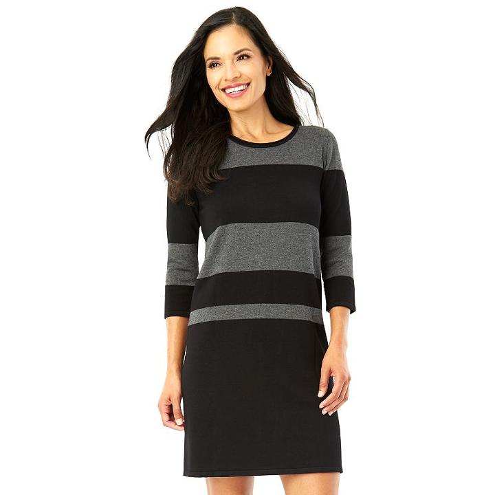 Women's Ab Studio Striped Sweaterdress, Size: Regular, Ovrfl Oth