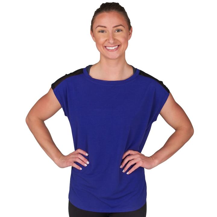 Women's Jockey Sport Illusion Cap Sleeve Tee, Size: Large, Med Purple