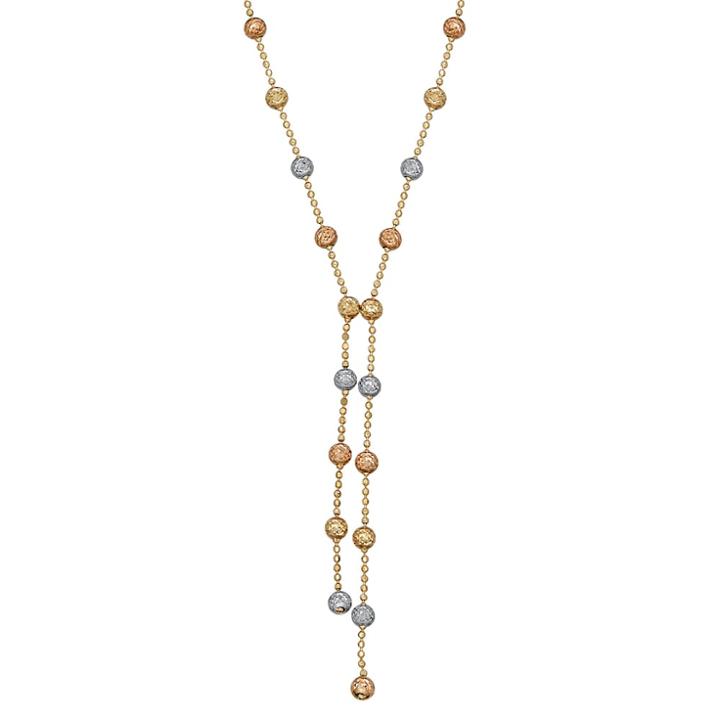 Everlasting Gold Tri-tone 10k Gold Beaded Necklace, Women's, Size: 17