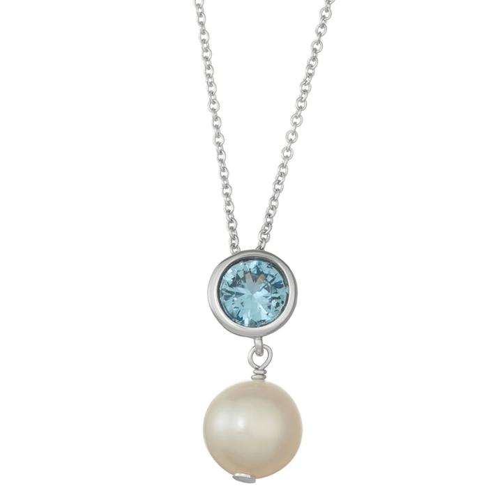 Sterling Silver Lab-created Blue Spinel & Freshwater Cultured Pearl Pendant, Women's, Size: 18