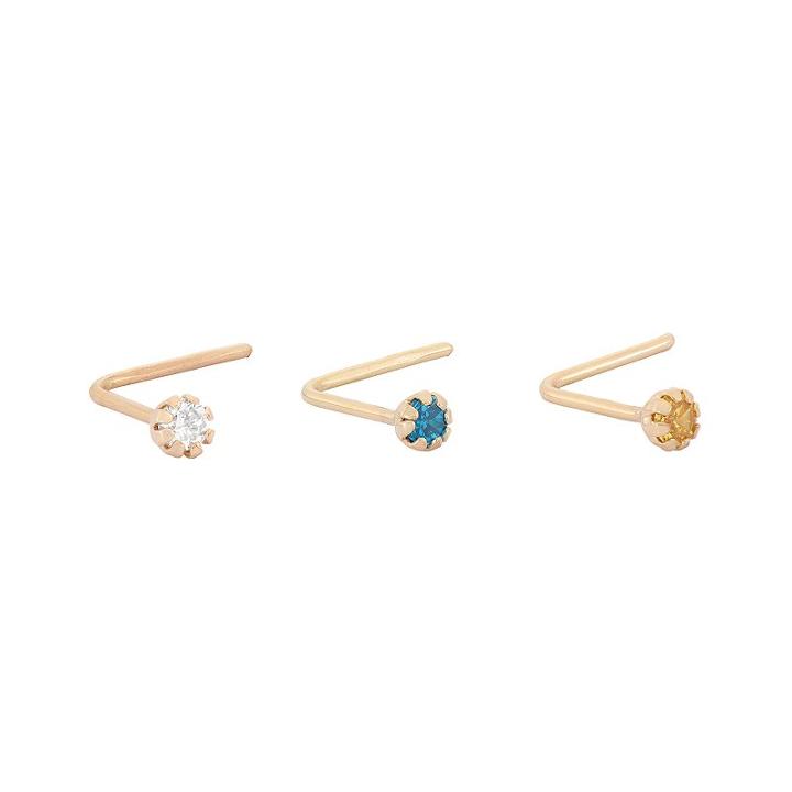 10k Gold Cubic Zirconia Nose Ring Set, Women's, Multicolor