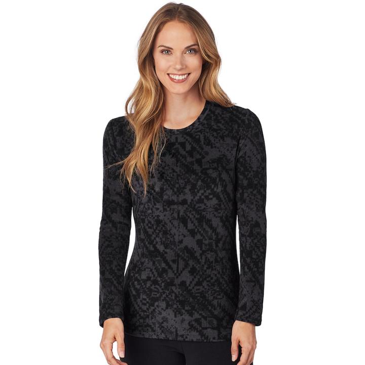 Women's Cuddl Duds Fleecewear Crewneck Top, Size: Xl, Grey
