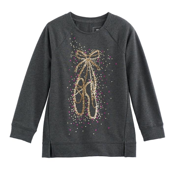 Girls 4-12 Sonoma Goods For Life&trade; Long-sleeve Raglan Tunic, Size: 12, Dark Grey