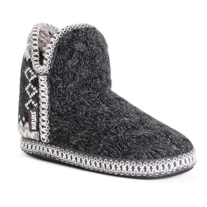 Women's Muk Luks Amira Knit Bootie Slippers, Size: Xl, Black