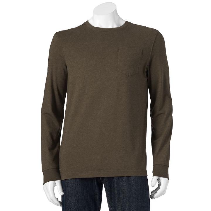 Men's Croft & Barrow&reg; Solid Pocket Tee, Size: Medium, Dark Brown