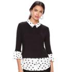 Women's Elle&trade; Mock-layer Bell Sleeve Top, Size: Medium, White