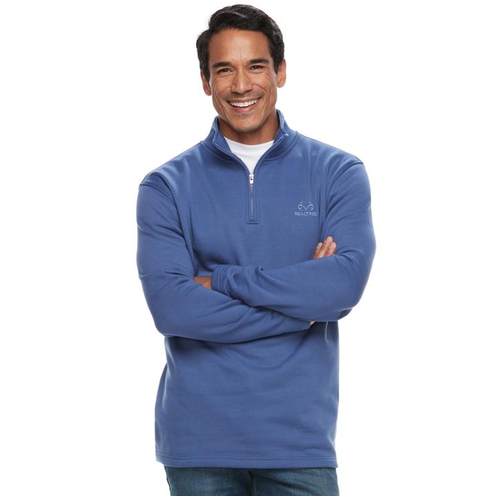 Men's Real Tree Quarter-ziip Polar Fleece Top, Size: Xl, Blue
