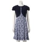 Women's Perceptions Floral Shift Dress & Jacket Set, Size: Medium, Dark Blue