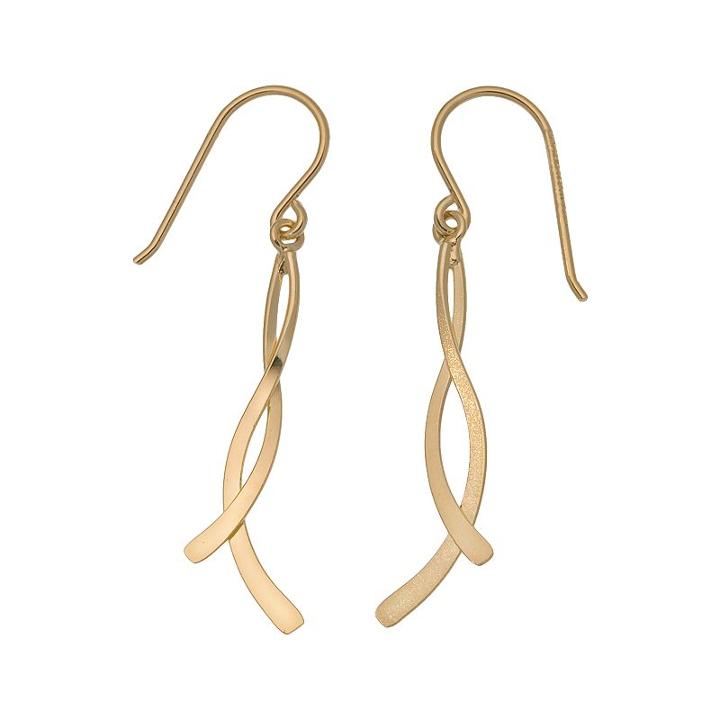 24k Gold-over-silver Double Swirl Drop Earrings, Women's, Yellow