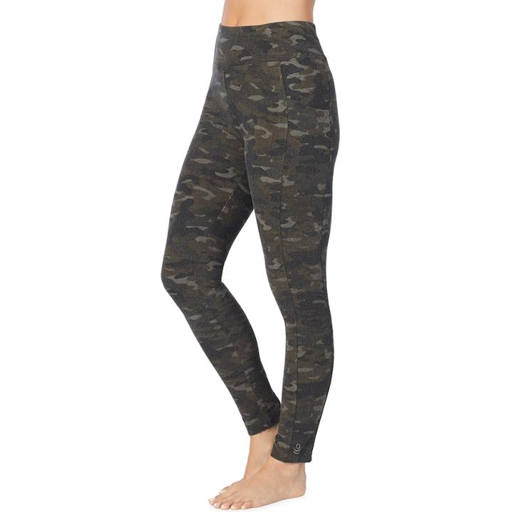 Women's Cuddl Duds Stretch Twill Leggings, Size: Xs, Green
