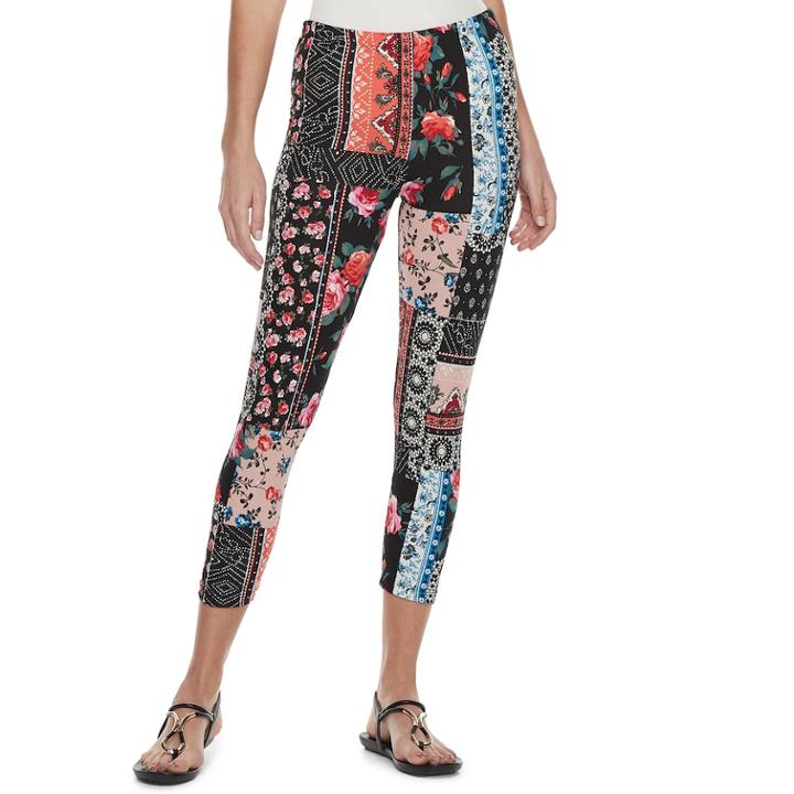 Women's French Laundry Printed Capri Leggings, Size: Medium, Brt Red