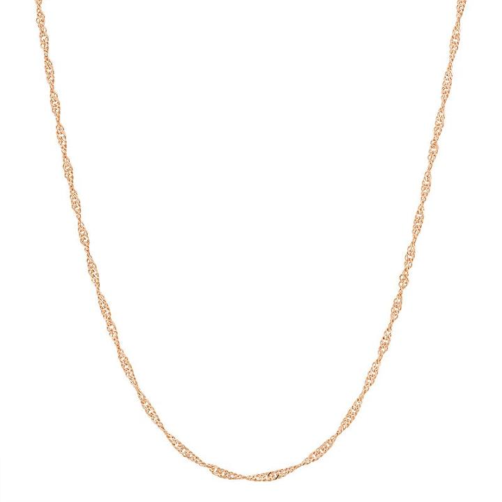 14k Rose Gold-plated Silver Adjustable Singapore Chain Necklace - 22 In, Women's, Size: 22, Pink