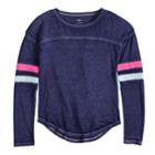 Girls 7-16 So&reg; Striped Varsity Tee, Size: 14, Blue (navy)