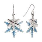 Silver Tone Simulated Crystal Layered Snowflake Drop Earrings, Women's, Multicolor
