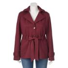 Juniors' Plus Size Sebby Hooded Fleece Trench Coat, Girl's, Size: 1xl, Red Other