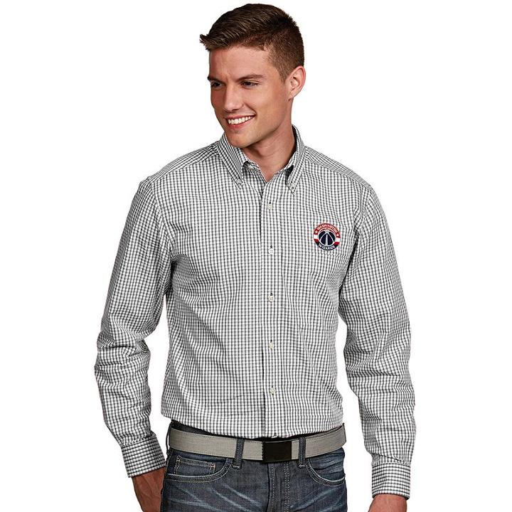 Men's Antigua Washington Wizards Associate Plaid Button-down Shirt, Size: Large, White Oth