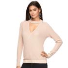 Women's Jennifer Lopez Ribbed Wrap Sweater, Size: Large, Pink