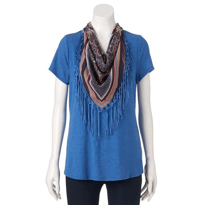Women's World Unity Scarf Tee, Size: Xs, Dark Blue