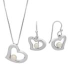 Pearlustre By Imperial Freshwater Cultured Pearl Heart Pendant & Drop Earring Set, Women's, Size: 18, White