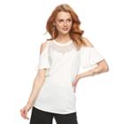 Women's Apt. 9&reg; Cold-shoulder Burnout Tee, Size: Medium, White