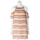 Juniors' Lily Rose Striped Cold Shoulder Shift Dress, Girl's, Size: Xl, Multicolor