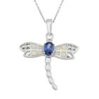 Lab-created Opal & Cubic Zirconia Sterling Silver Dragonfly Pendant Necklace, Women's, Size: 18, Blue
