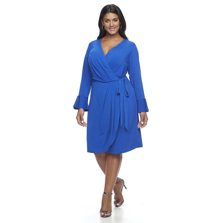 Plus Size Suite 7 Wrap Dress, Women's, Size: 14 W, Blue Other