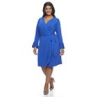 Plus Size Suite 7 Wrap Dress, Women's, Size: 14 W, Blue Other