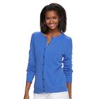 Women's Croft & Barrow&reg; Ribbed-trim Cardigan, Size: Xs, Blue (navy)