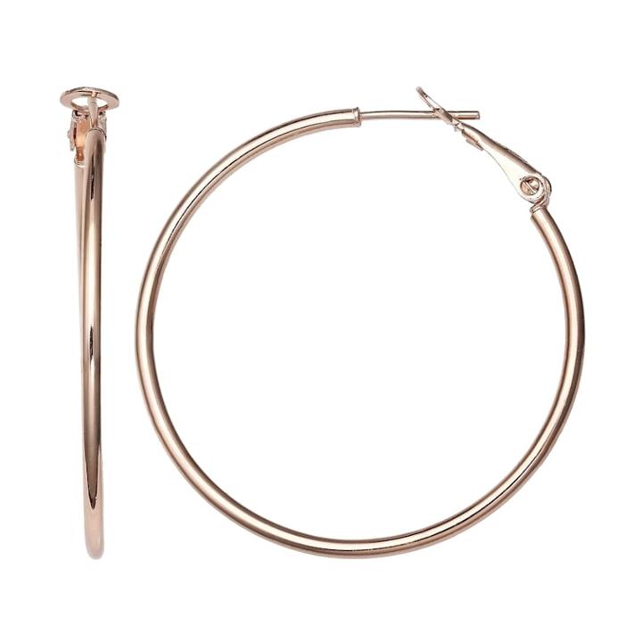 Primrose 14k Rose Gold Over Silver Tube Hoop Earrings, Women's, Pink