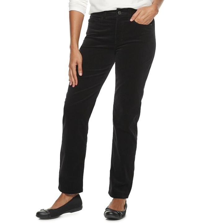 Women's Croft & Barrow&reg; Classic Corduroy Bootcut Pants, Size: 10, Black