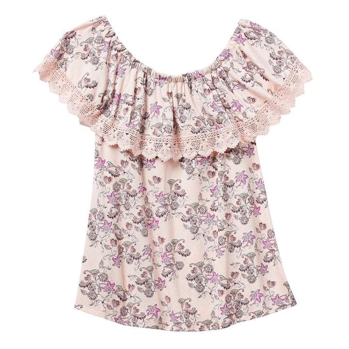 Girls 7-16 Cloud Chaser Off Shoulder Floral Popover Top, Girl's, Size: Small, Natural
