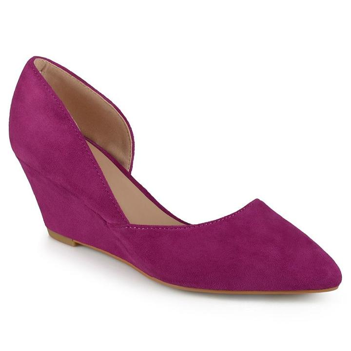 Journee Collection Lenox Women's D'orsay Wedges, Girl's, Size: 9, Drk Purple