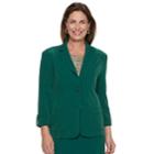 Petite Alfred Dunner Studio Roll-tab Blazer, Women's, Size: 14 Petite, Med Green