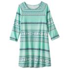 Girls 7-16 & Plus Size Mudd&reg; 3/4-length Sleeve Patterned Swing Dress, Girl's, Size: 12, Blue (navy)