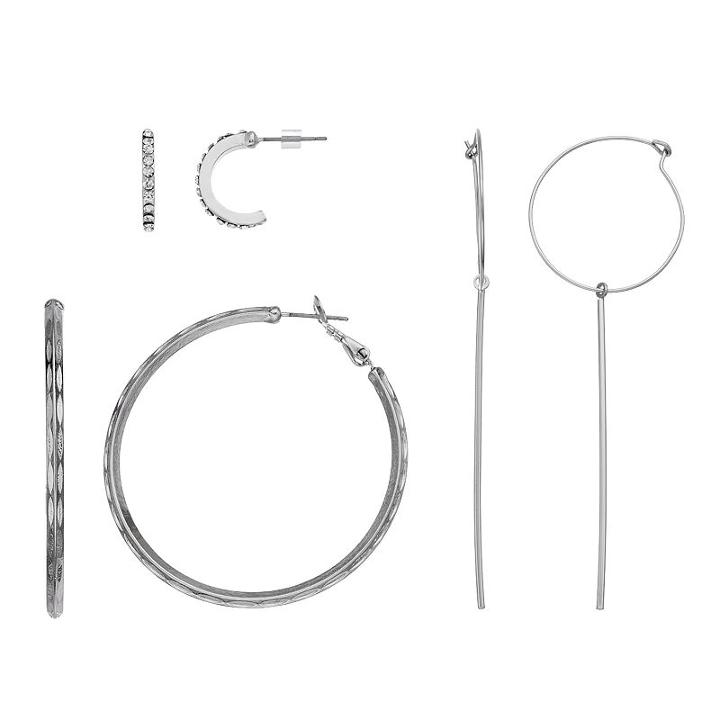 Assorted Hoop Earring Set, Women's, Silver