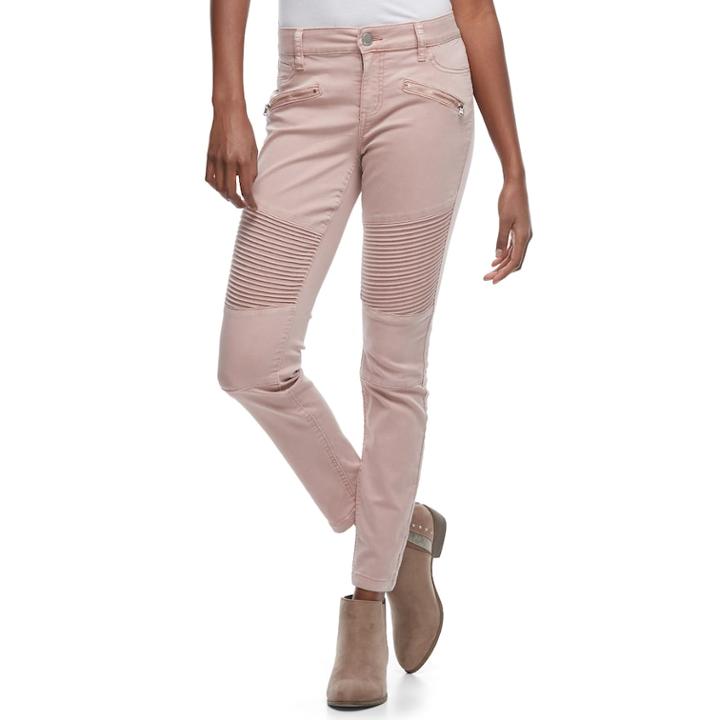 Juniors' Tinseltown Moto Skinny Pants, Teens, Size: 5, Pink