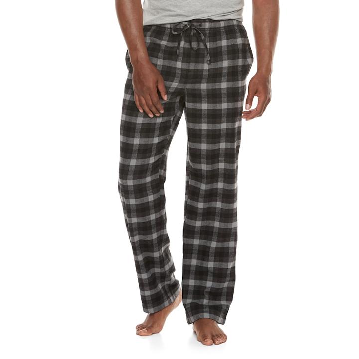 Men's Croft & Barrow&reg; Flannel Lounge Pants, Size: Small, Black