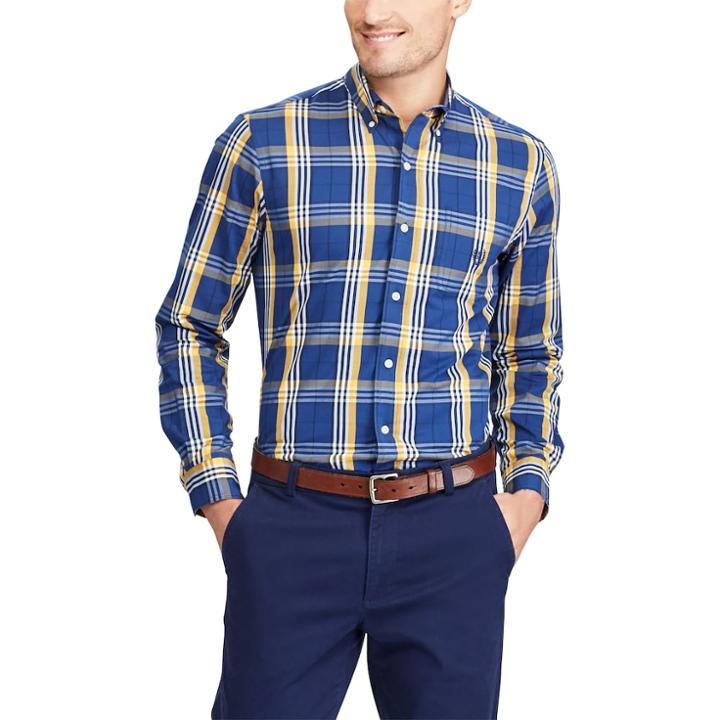 Big & Tall Chaps Classic-fit Stretch Poplin Button-down Shirt, Size: Xl Tall, Blue