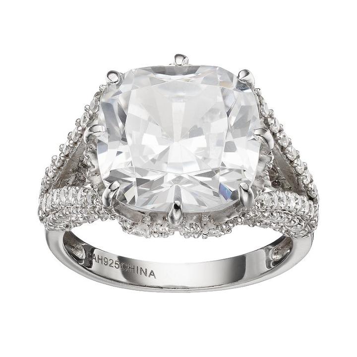Sophie Miller Cubic Zirconia Sterling Silver Square Ring, Women's, Size: 6, White