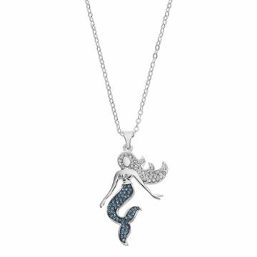Silver Luxuries Crystal Mermaid Pendant Necklace, Women's, Size: 18, Blue
