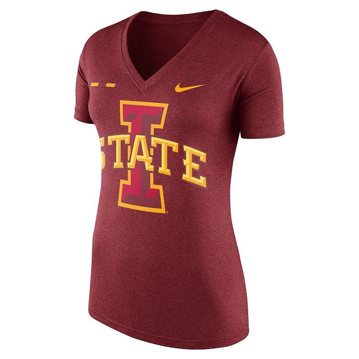 Women's Nike Iowa State Cyclones Striped Bar Tee, Size: Medium, Red