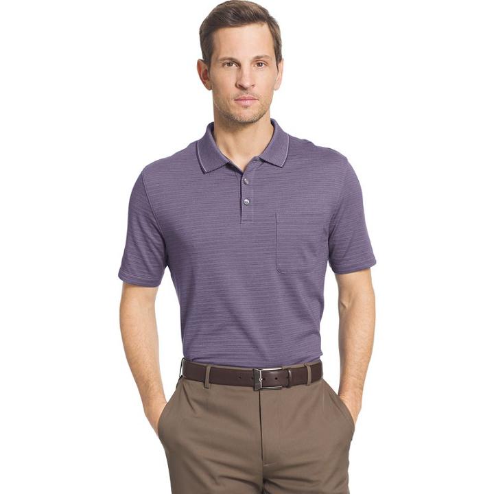 Men's Van Heusen Flex Stretch Striped Jacquard Polo, Size: Medium, Purple Oth