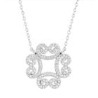 Cubic Zirconia Sterling Silver Filigree Clover Necklace, Women's, Size: 18, White