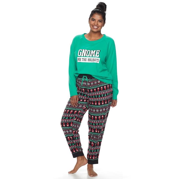 Plus Size Juniors' Plus So&reg; Microfleece Raglan Jogger Set, Teens, Size: 2xl, Black