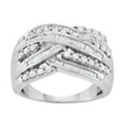 Sterling Silver 1 Carat T.w. Diamond Crisscross Ring, Women's, Size: 6, White
