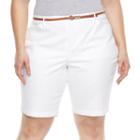 Plus Size Gloria Vanderbilt Anita Belted Bermuda Shorts, Women's, Size: 18 W, White